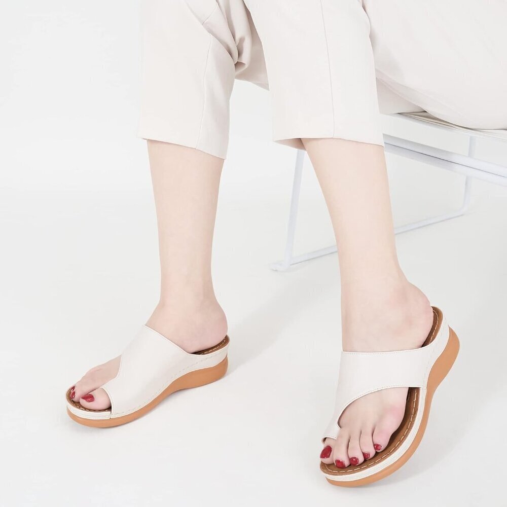 Women Wedge Sandals PU Bunion Corrector Adjustable TPR Sole Summer Shoe - Picture 6 of 6